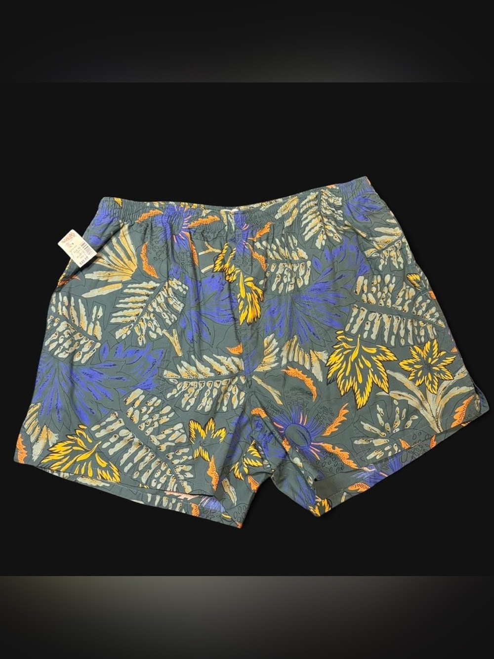 Banana Republic Men’s Swim Trunks — Olive with Yellow & Blue Floral Print